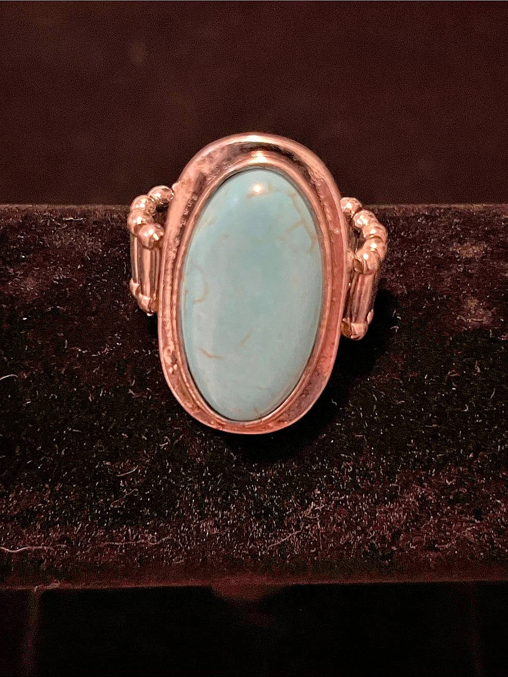 Blue Oval Stone Beaded Band Ring Adjustable stretch wear it on any finger you ch